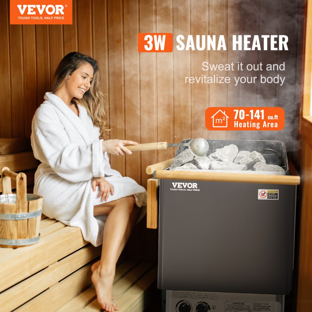 VEVOR Sauna Heater (3kW/4.5kW/6kW/9kW) with Built-In Controls 220V Electric Sauna Stove