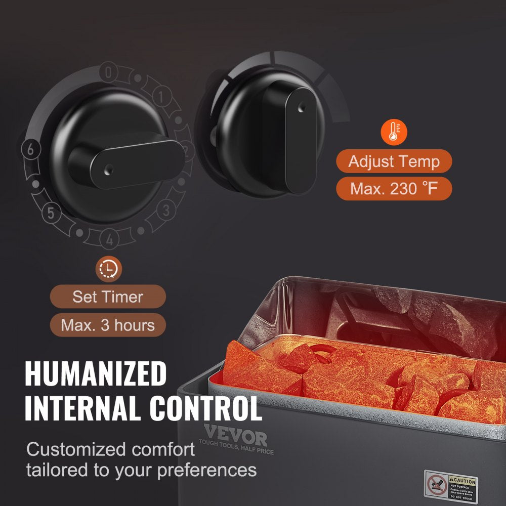 VEVOR Sauna Heater (3kW/4.5kW/6kW/9kW) with Built-In Controls 220V Electric Sauna Stove