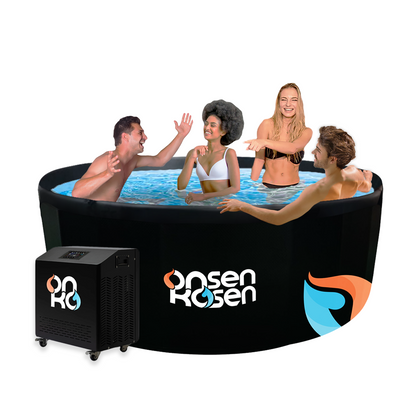 OnsenKosen Beppu 4 to 6 Person Group Therapy Tub with Pro 2HP Dual Chiller/Heater