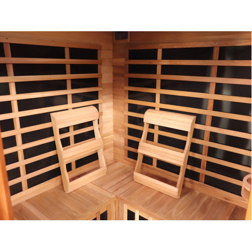 Bristol Bay 4 Person Corner Infrared Sauna - Canadian Red Cedar