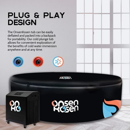 OnsenKosen Yunokawa 8 to 12 Person Group Therapy Tub with Pro 2HP Dual CHiller/Heater