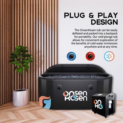 OnsenKosen Dogo Mini 1 Person Therapy Tub with Pro 2HP Dual Chiller/Heater