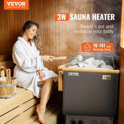 VEVOR Sauna Heater (3kW/4.5kW/6kW/9kW) with Built-In Controls 220V Electric Sauna Stove