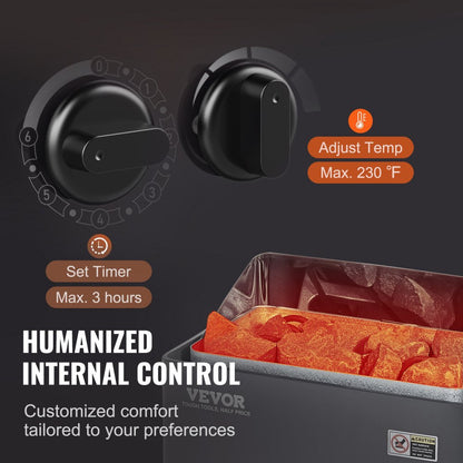 VEVOR Sauna Heater (3kW/4.5kW/6kW/9kW) with Built-In Controls 220V Electric Sauna Stove
