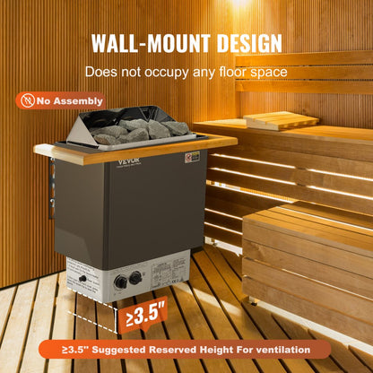 VEVOR Sauna Heater (3kW/4.5kW/6kW/9kW) with Built-In Controls 220V Electric Sauna Stove